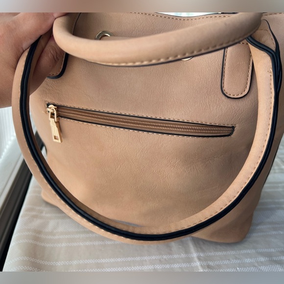 Tan Vegan Leather Tote with removable Strap - Picture 4 of 15
